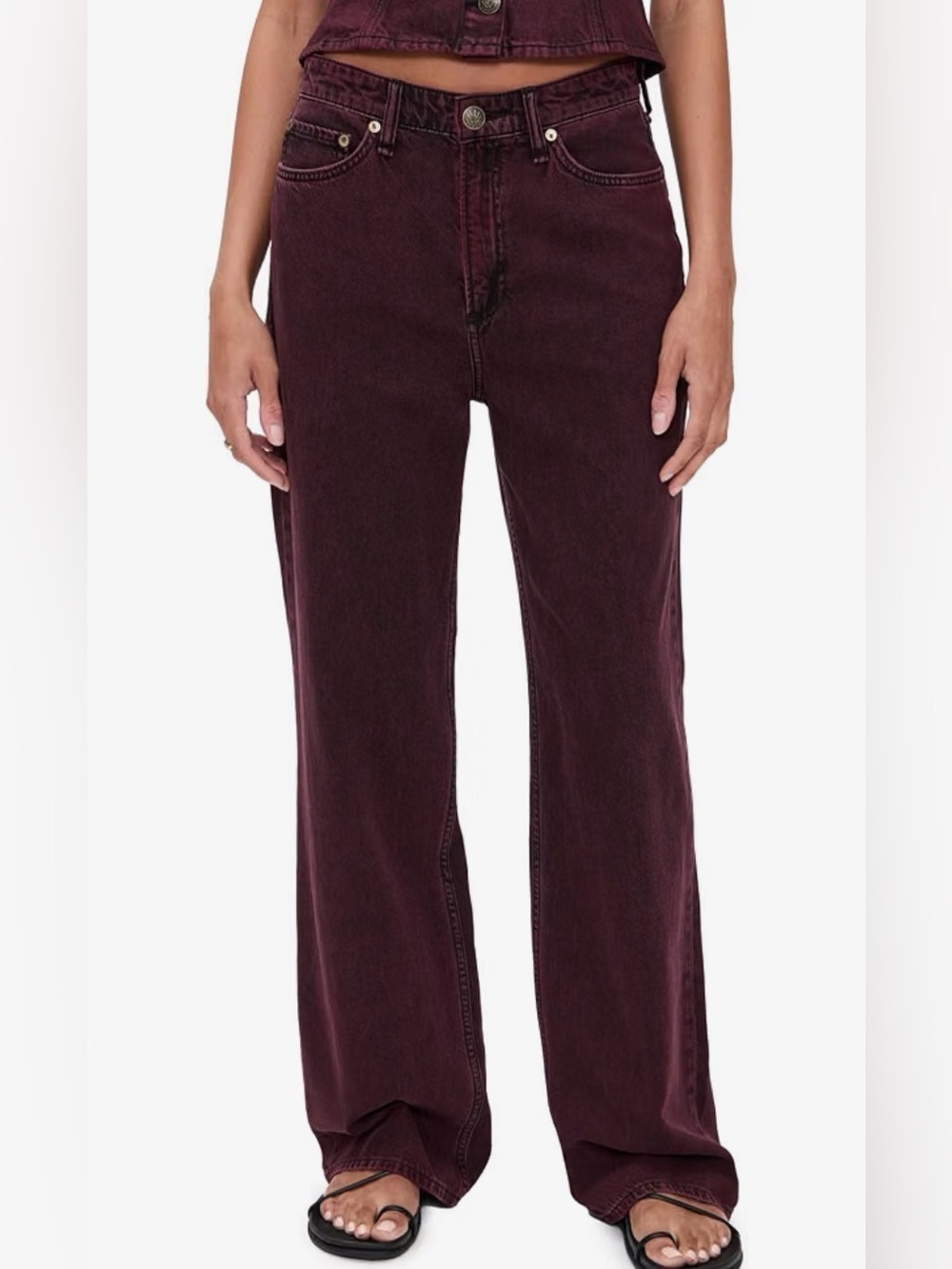 rag & bone Wide-Leg Jeans in Deep Burgundy
